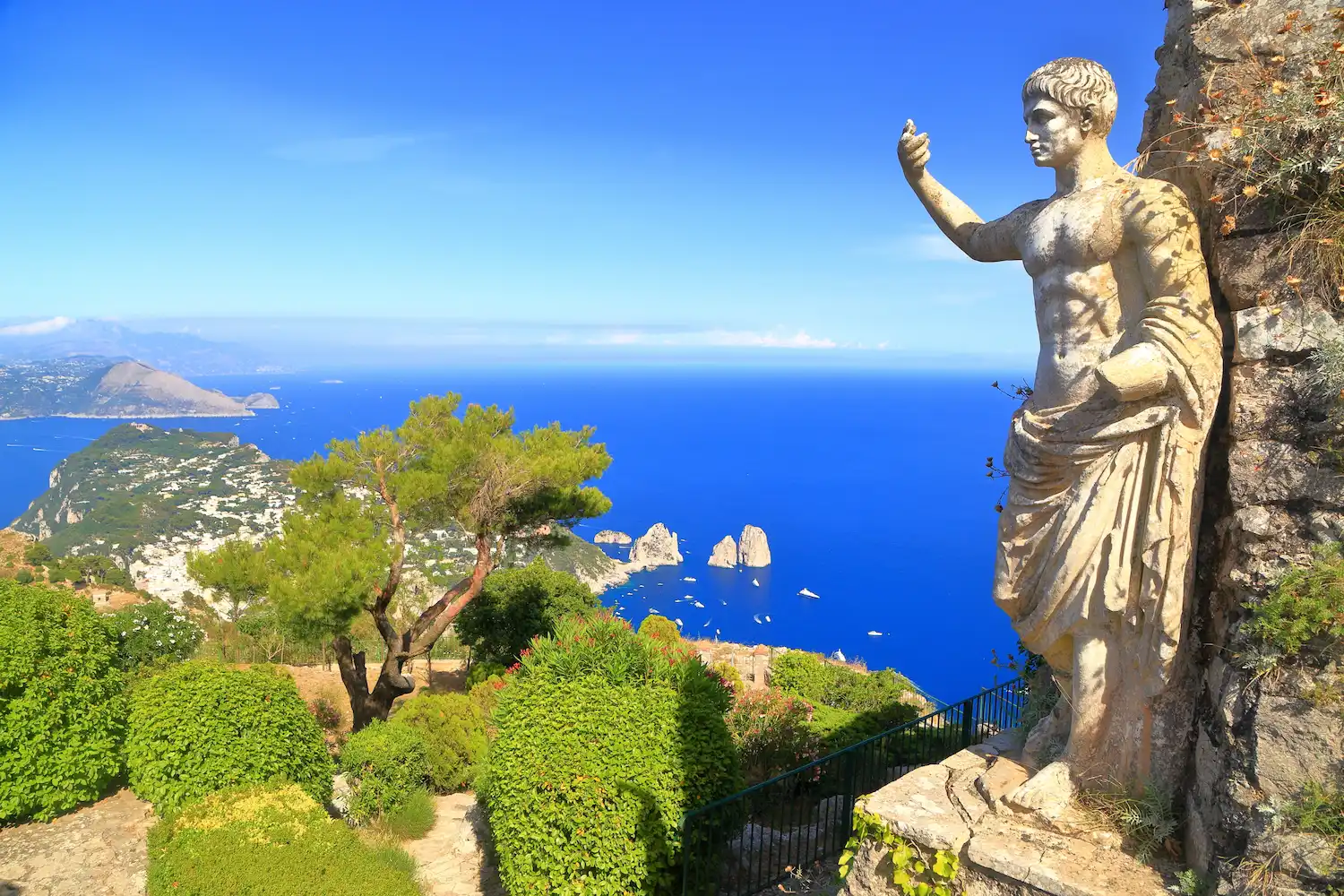 View of sea and garden from mount Solaro of Capri.