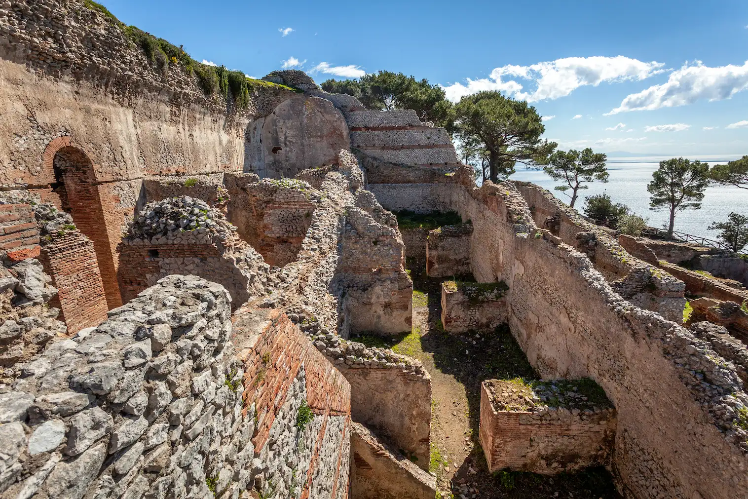 Mighty ruins of Tiberius Villa Jovis on island Capri